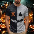thumbnail image 1 of TOWED22 Men's Halloween Shirts Short Sleeve Halloween Tees Crewneck Print Halloween Tshirts Casual Holiday Halloween Tops(H160-Grey,S), 1 of 6