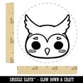 thumbnail image 2 of Charming Kawaii Chibi Owl Face Blushing Cheeks Great Horned Self-Inking Rubber Stamp Ink Stamper - Brown Ink - Small 3/4 Inch, 2 of 7
