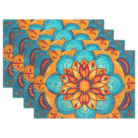 Ryvnso Placemats Set of 4 Vintage Mandala Boho-t3 Dining Mats Heat-Resistant Non-Slip Washable Table Mat