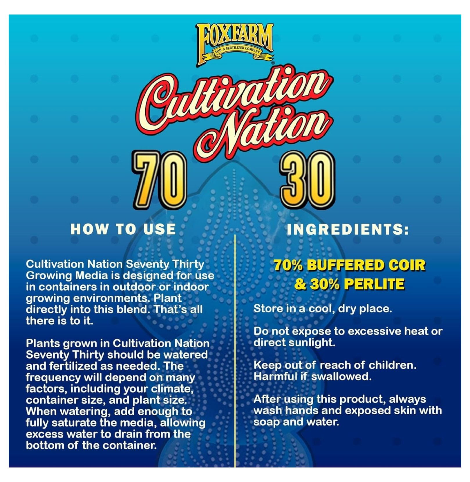 Cultivation Nation 70:30 Growing Media, 2cu ft - Mix of Coconut Coir and Perlite - Provides Aeration and Drainage, Use for Indoor/Outdoor Container Gardens