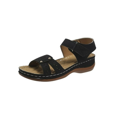 

Colisha Ladies Flat Sandal Hollow Out Sandals Open Toe Casual Shoes Outdoor Lightweight Shoe Summer Black 8.5