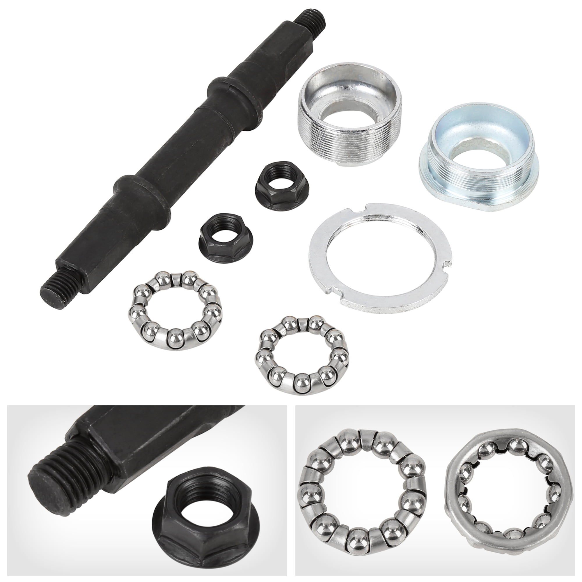 1 Set 9.5mm Bicycle Middle Solid Axle with 7mm Ball Bearings for Road