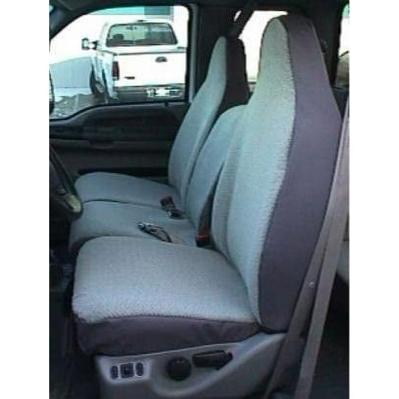 F238 1999-2007 Ford F250-F550 Front 40/20/40 Split Seat With Pointed Molded Headrests and Opening Console in Gray Endura