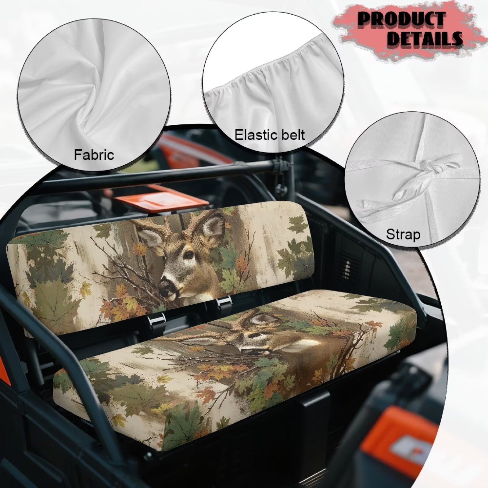 Uorisanigo Mule Seat Cover Non-Slip Camo Deer Hunter UTV Front Bench Seat Cover Compatible with Kawasaki Mule 3010 4x4 Hardwoods Green HD 2004-2008 Replacement UTV Accessories
