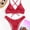Red-A, variant on for Women Sunflower Print Lace-up Crisscross Bikini Set 色Maroon M