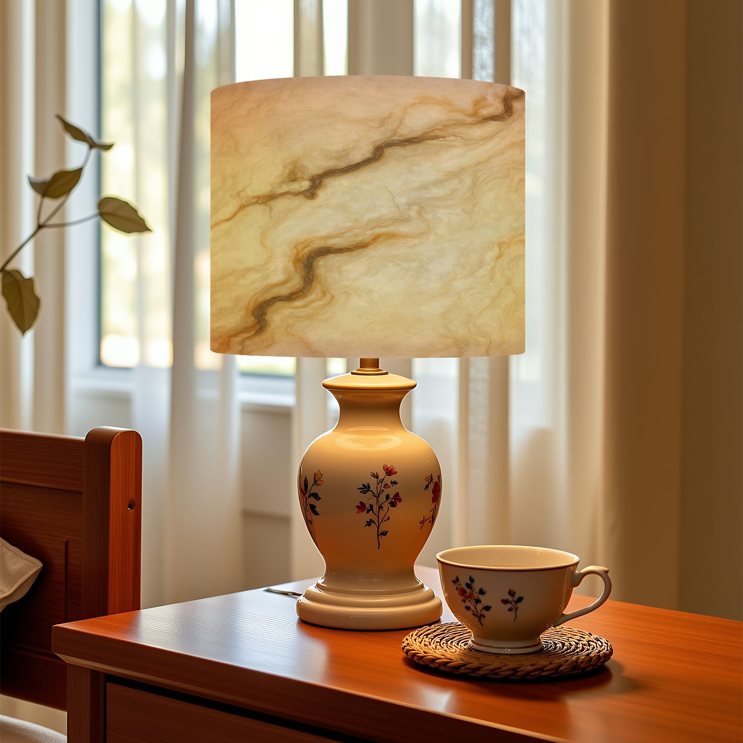 Linen Drum Lampshades beige marble abstract staturio brown real stone texture 13"x13"x10" Light Shade for Table Lamps Floor Lamp Shades Lampshade Replacement Assembly Required