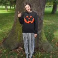 thumbnail image 4 of Chandails en Molleton Visage de Citrouille Halloween Femmes Mignon Pull Graphique Citrouille Décontracté Manches Longues Automne, 4 of 5