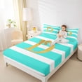 thumbnail image 3 of Erosebridal Bow D Letter Kids Queen Sheet Sets, Fashion Stripes Line Bed Set, 4pcs, 3 of 5