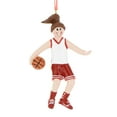 thumbnail image 5 of Personalized Basketball Ornament - Basketball Decor, Basketball Keepsake, Sports Ornaments for Christmas Tree, Personalized Basketball Gifts - Brunette Female Red Shorts - Free Customization, 5 of 10