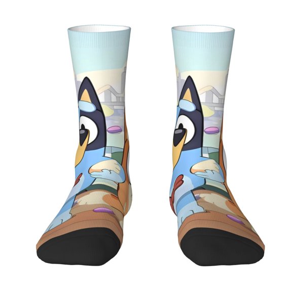 Saiise Bluey Funny Socks Men Women Adults Novelty Graphic Crew Tube Socks Crazy Design Casual Dress Socks for Sports,Running,Travel