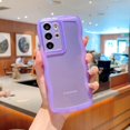 thumbnail image 2 of Compatible with Samsung Galaxy S21 Ultra Case 6.8",Cute Curly Wave Matte Frame Edge Soft Shockproof Protective Aesthetic Clear Phone Cover for Women (Purple), 2 of 12