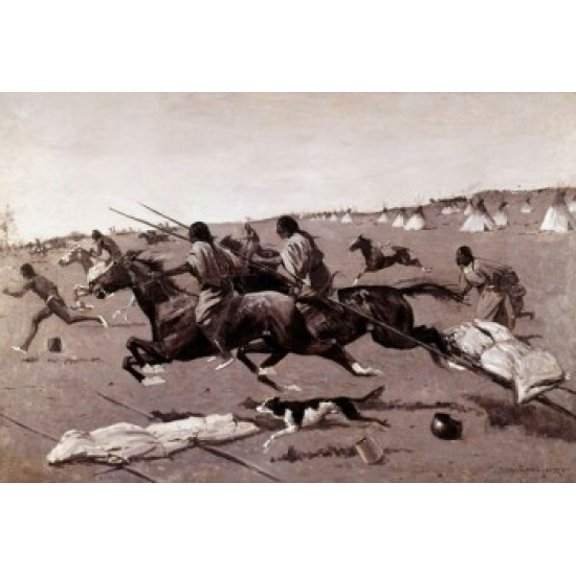 Indian Village Routed Geronimo Fleeing from Camp Frederic Remington (1861-1909 American) Canvas Art - Frederic Remington (24 x 36)