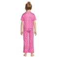 thumbnail image 3 of Barbie Girls Short Sleeve Notch Collar Top and Pants Pajama Set, 2-Piece, Sizes 4-12, 3 of 5