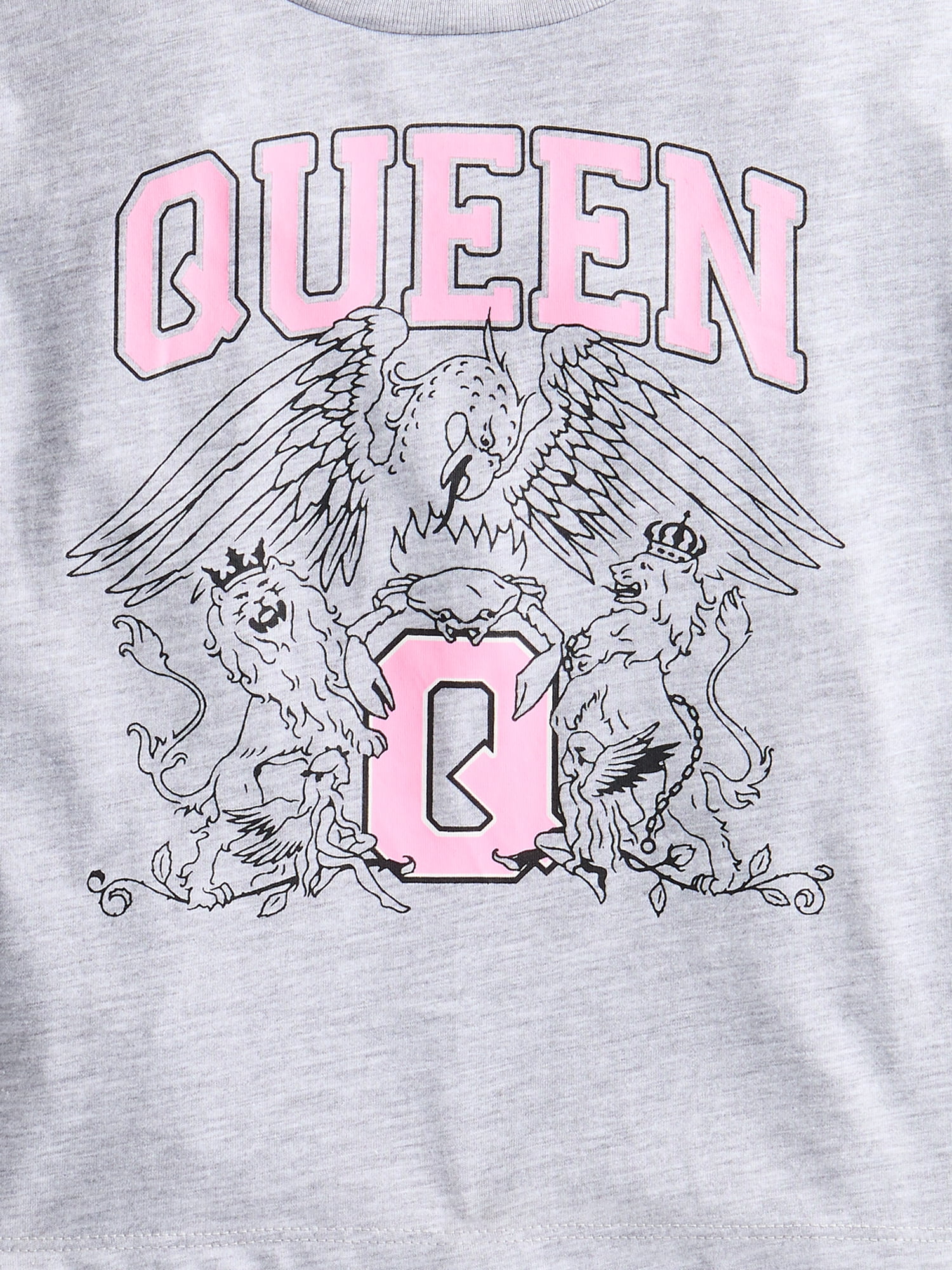 Wonder Nation Girls Graphic Queen Crest Tee with Long Sleeves, Sizes 4–18