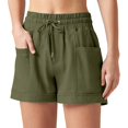 thumbnail image 3 of Women'S Linen Shorts Casual Summer Shorts High Waisted Comfy Pull on Shorts with Pockets Green XL, 3 of 7