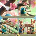 thumbnail image 4 of Cartoon Easter Bunny Banner Blue Bow Tie Rabbit Door Cover Pink Polka Dots Fluffy Texture Bunny Backdrop for Easter Decoration Door Decor Kids Party, 4 of 4