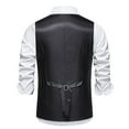 thumbnail image 6 of Sleeveless Shirts For Men Qiggri Men Fashion Retro Have Pockets Double-Breasted V-Neck Vest Tops Blouse Suit Vest For Men, 6 of 9