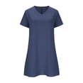 thumbnail image 4 of JIAYUE Women's Dress V-Neck Above Knee Casual Short Sleeve With Pocket Solid Color Comfortable Relaxed Fit Summer Classic Female Dresses, 4 of 6