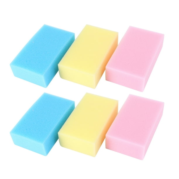 Esponjas de salón de 6 uds., esponja de limpieza grande para cortar el cabello, suministros de limpieza diarios para pequeños dispositivos (estilo rosa, azul, amarillo)