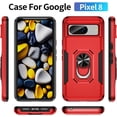 thumbnail image 3 of KOMI pour Google Pixel 8, Étui avec Protecteur d'Écran, Béquille Anneau Réglable à 360° Intégrée, Protection Militaire, Armure Antichoc - Vert, 3 of 5