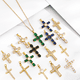 thumbnail image 2 of Colgante de cobre con circonitas en forma de cruz, elegante, de lujo, clásico, con cadena de clavícula, pequeño, vintage, de acero y titanio, 2 of 6