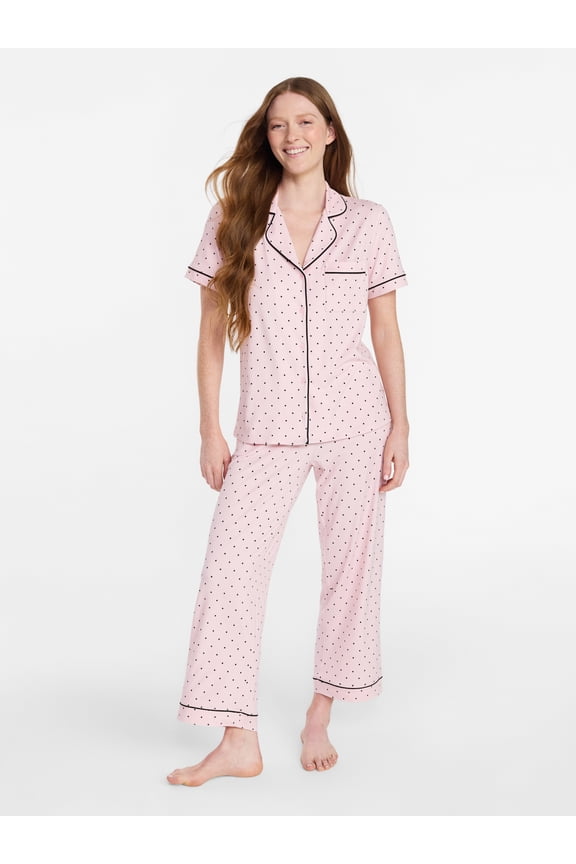 Women's Dreamy Soft Collection Notch Collar Top and Capri Pants Pajama Set, 2-Piece, Sizes XS-3X