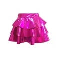 thumbnail image 5 of Girls Metallic 3 Layer Cake Skirt, Shiny Tulle Dance Skirt with Pleated Hem, Performance Tutu for Kids Ballet Recital and Party, Age 3-14 Years Hot Pink XL, 5 of 5