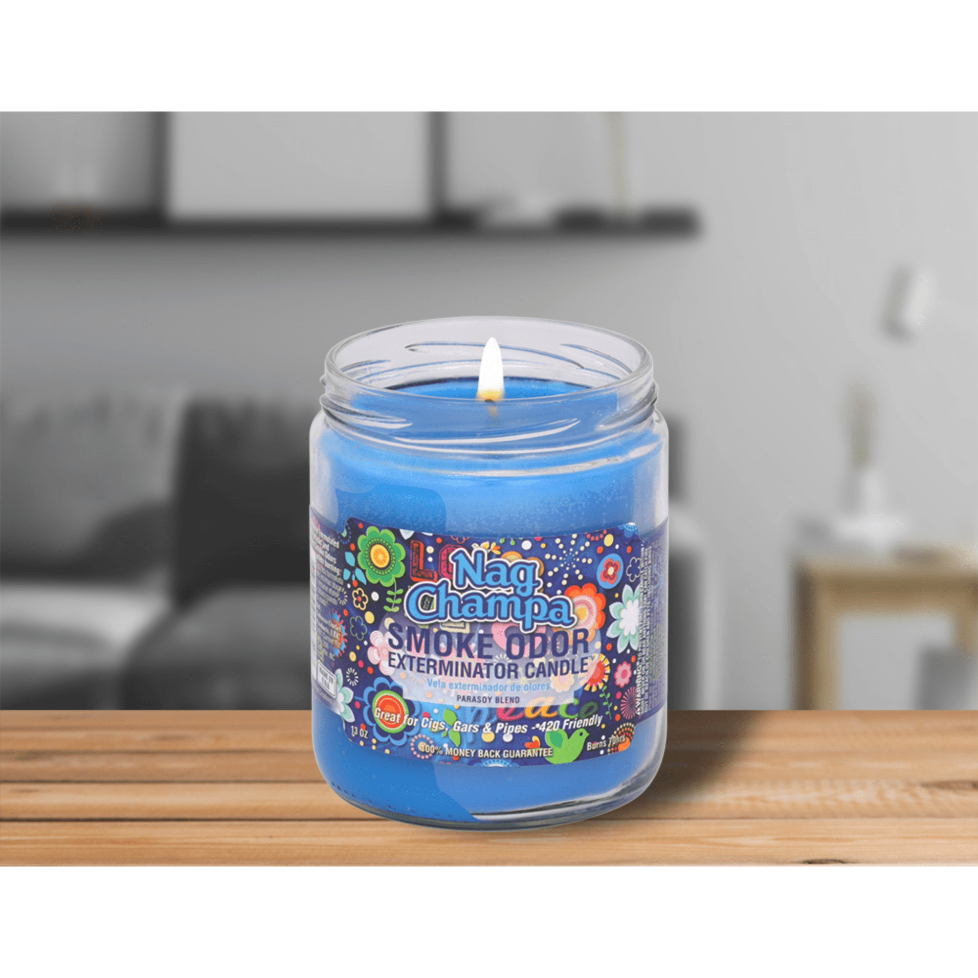 Smoke Odor Exterminator Candle NAG CHAMPA Scent 13 Oz. JAR