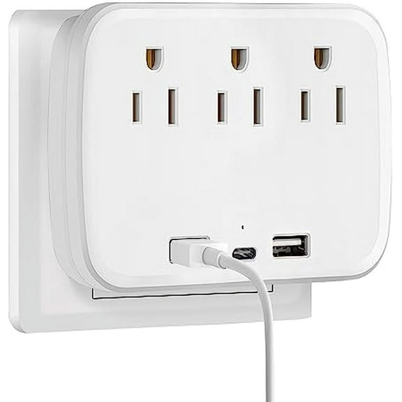 JINGYANG Cruise Power Strip No Surge Protector with USB, Multi Plug Outlet Extender 3 Outlets and 3 USB Ports(1 USB C), Cruise Essentials Wall Outlet Splitter for Cruise Ship Travel Home Office