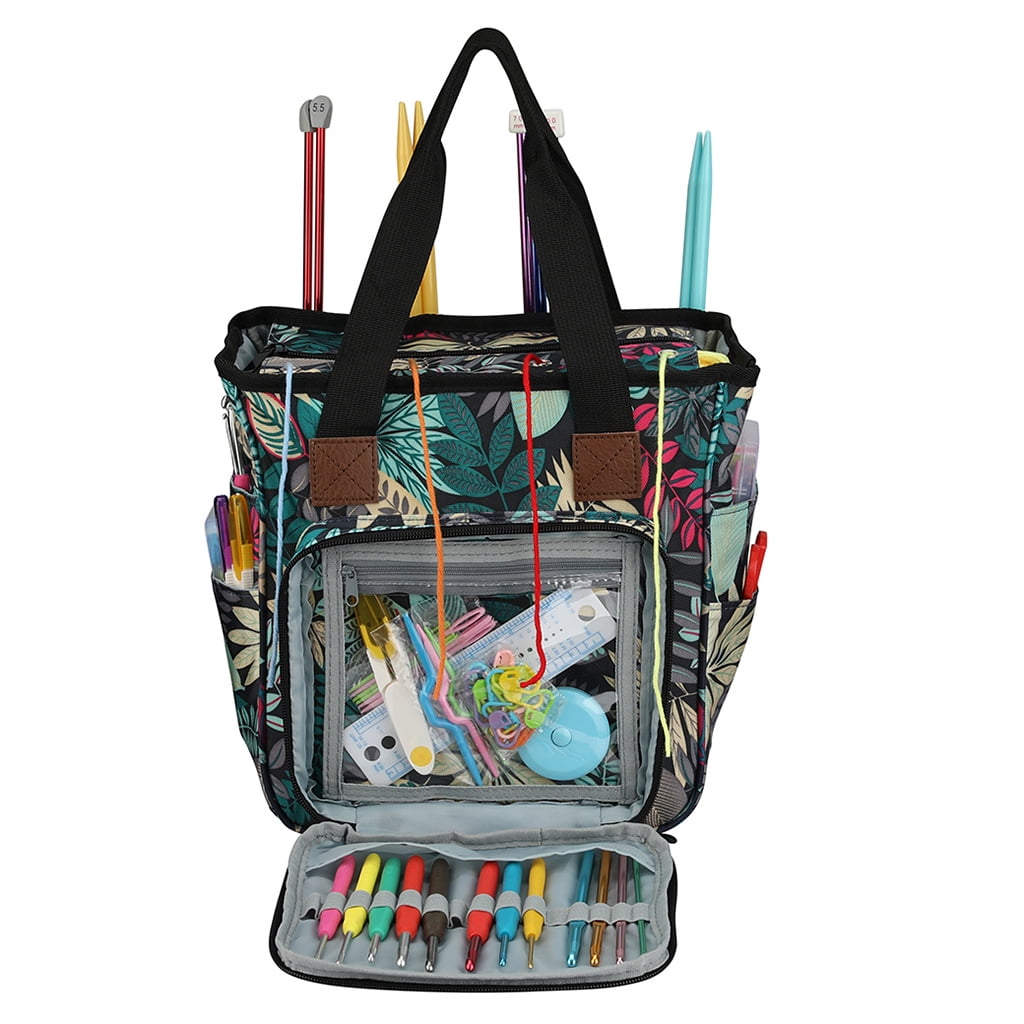 ZUARFY Portable Knitting Bag DIY Yarn Storage Organizer Crochet Hook Needles Knitting Tote Basket for Yarn Balls Sewing Supply