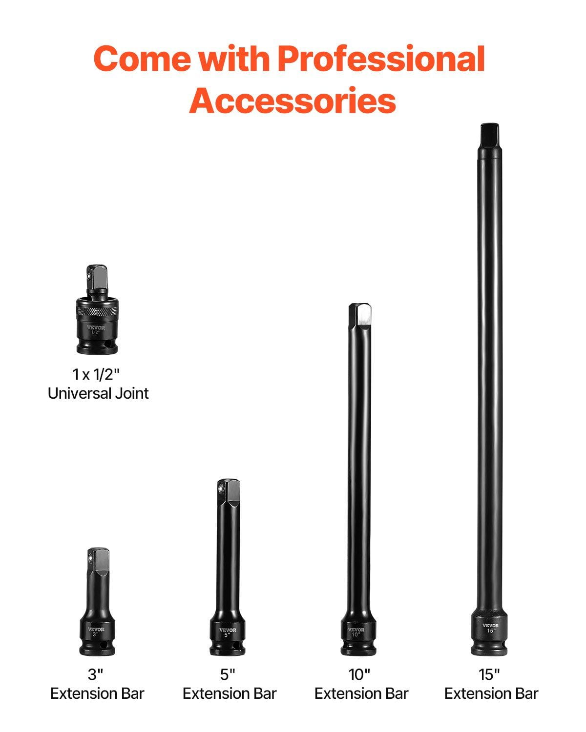 Impact Socket Set 1/2 Inches 43 Piece Impact Sockets, Standard Socket Assortment, 1/2 Inches Drive Socket Set 6-Point Sockets Metric 9-30mm