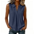 thumbnail image 6 of Kilaqueen Casual Sleeveless Tank Tops for Women, Ruffle Peter Pan Collar Pleated V Neck Flowy Lightweight Solid Boho Blouse Shirts, 6 of 9
