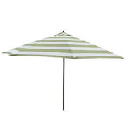 Lauren & Company 9 Foot Green/White Stripe Fiberglass Umbrella