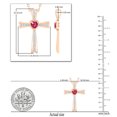 thumbnail image 4 of Dazzlingrock Collection 5X5mm Heart Shaped Center Ruby & Round White Diamond Religious Cross Pendant for Women with Gold Chain (0.21 ctw, Color I-J, Clarity I1-I2) in 18K Rose Gold, 4 of 5