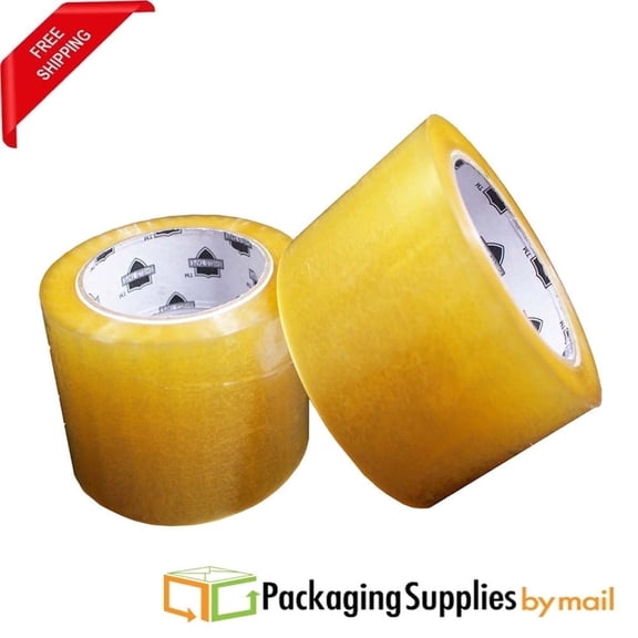 SSBM 2.83 Inch x 110 Yards Hybrid Acrylic Packing Tape, Yellow Transparent, Refill, Moving, 2 Mil, 24 Rolls