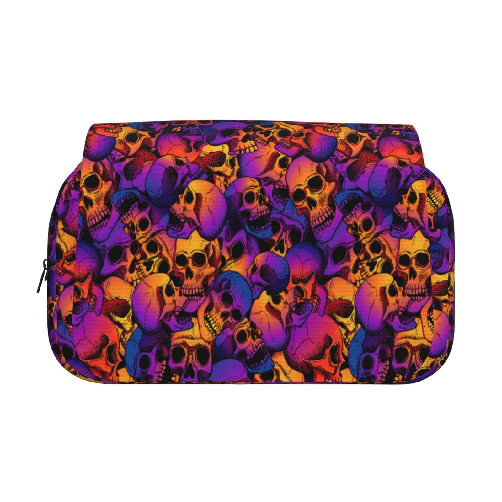 Rateoe Skull Pattern Double Clamshell Pen Case, Storage Organizer with Two Zipper Compartments– Holds Up to 50 Pencils & Pens