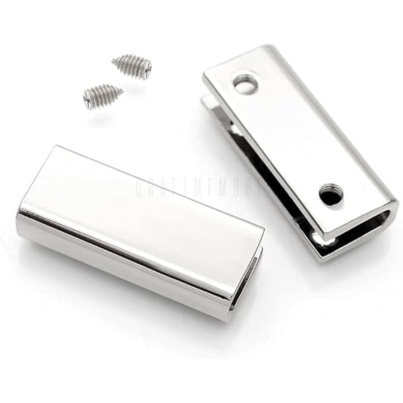 CRAFTME STUDIO 1 Inch Belt Tip with Screw Zipper Tip Webbing Strap End Caps for DIY Sewing and Craft, 4 Pack (Silver) VTBT
