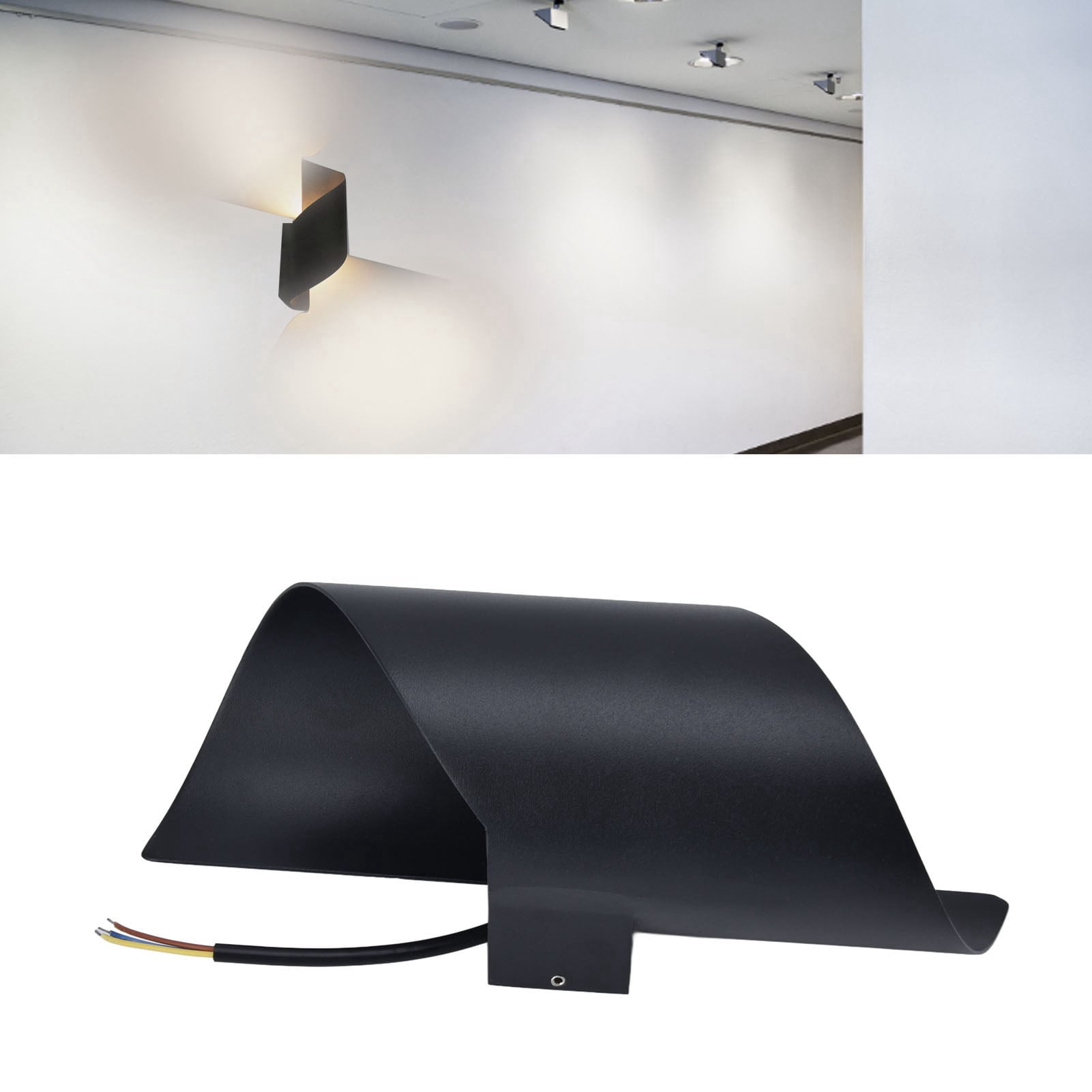 BIMZUC Modern 12W LED Spiral Wall Light S-Shaped Sconce for Indoor Hallway Living Room Black Finish 11 inches / 28 cm Warm White