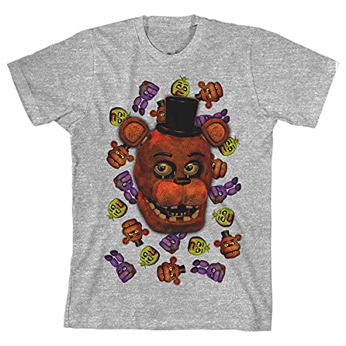 Five Nights at Freddy's Big Face Gray Short Sleeve Tee Shirt-M