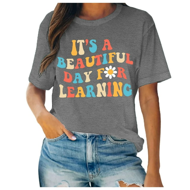 TSADFHJI Hauts Épaules Dénudées pour Femmes, T-Shirt d'Été Décontracté Imprimé à Manches Courtes Col Rond TG Gris