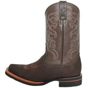 Mens Leather Cowboy Western Boot, Square Toe, Black, Brown