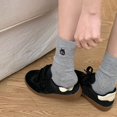 thumbnail image 1 of Cat Embroidered Socks Animal Pattern Breathable Mid Tube Socks for Women Girls Stockings Grey, 1 of 6