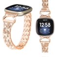 thumbnail image 1 of REQO Metal Bands Compatible with Fitbit Sense 2/Sense/Versa 4/Versa 3 Bands, Adjustable Classic Stainless Steel Bands Diamond Rhinestone Links Bracelet Band for Man&Women, 1 of 7