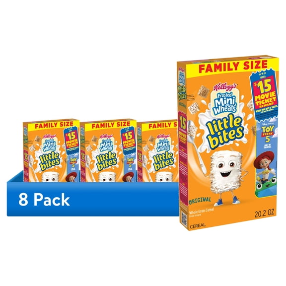 (8 pack) Kellogg's Frosted Mini-Wheats Little Bites Original Breakfast Cereal, Kids Cereal, Family Size, 20.2 oz