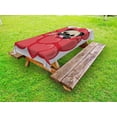 thumbnail image 1 of Pug Outdoor Tablecloth, Valentines Inspired Dog Drawing with Giant Hearts and Cute Pet Hand Drawn, Decorative Washable Fabric Picnic Table Cloth, 58 X 84 Inches,Red Black Pale Brown, by Ambesonne, 1 of 2