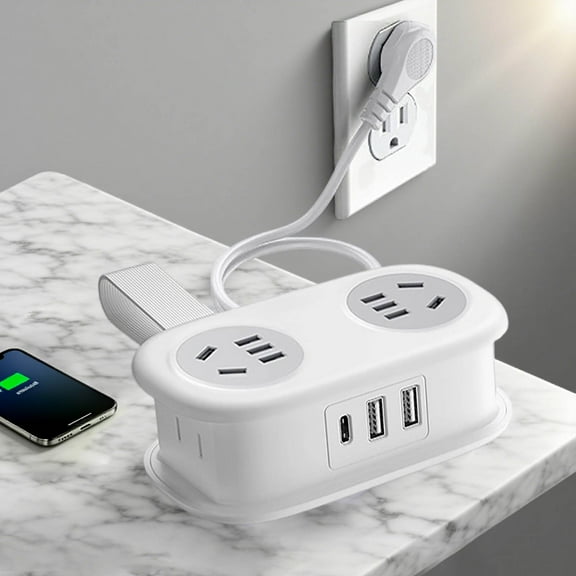 EcoNest Five In One Power Strip With USB Ports，Extension Cord Surge Protector Power Strip，Portable For Travel USB Smart Charging Meeting The Needs Of Various Devices