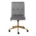 thumbnail image 4 of Duhome Armless Home Office Chair, Velvet Tufted Computer Desk Chair Rolling Chair, Vanity Chair with Wheels, Gray and Gold, 4 of 8