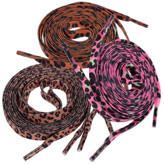3 Pairs Leopard Print Flat Shoe Laces for Sneakers, Casual Shoes, Fashion Accessories, and Stylish
