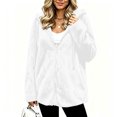 thumbnail image 2 of Scyoekwg Women's Hooded Fleece Zip Up Jacket Long Sleeve Drawstring Sherpa Coat with Side Pockets Soft Warm Loose Fit Fall Winter Outerwear,Size:S-XXL, 2 of 7