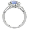 thumbnail image 2 of 10K White Gold Natural Tanzanite Floral Halo Ring Oval 8x6mm Diamond Accents, size 7.5, 2 of 4